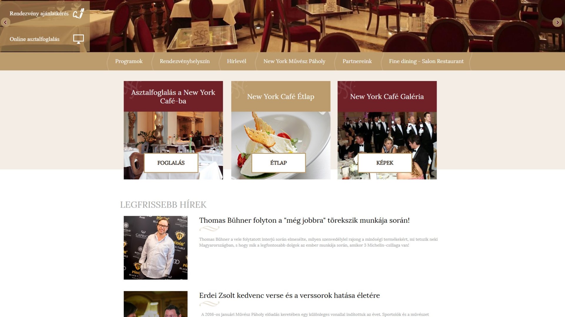 Marketing tanácsadás és kivitelezés a New York Cafe-nál